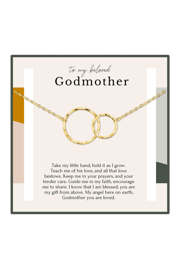 Godmother Necklace 2 Ring Gold Jewelry Godmother Baptism Gift from Godchild or Goddaughter
