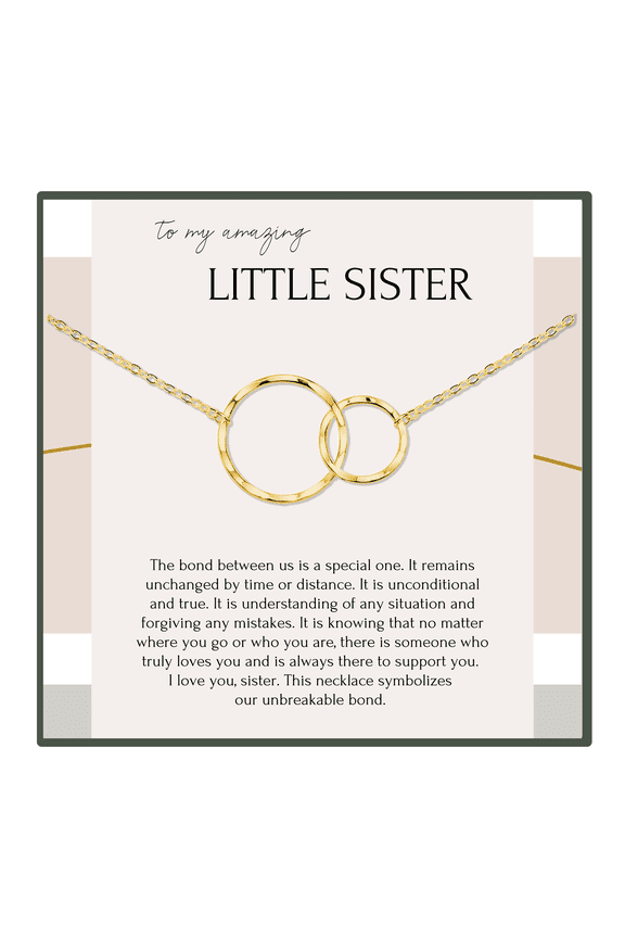 Little Sister Necklace Gold Gift from Big Sister, Younger Sister Birthday
