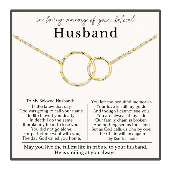 HOPE LOVE SHINE Memorial Necklace for Husband 2 Ring Gold – Loss of Husband Gift, In Loving Memory Jewelry for Her