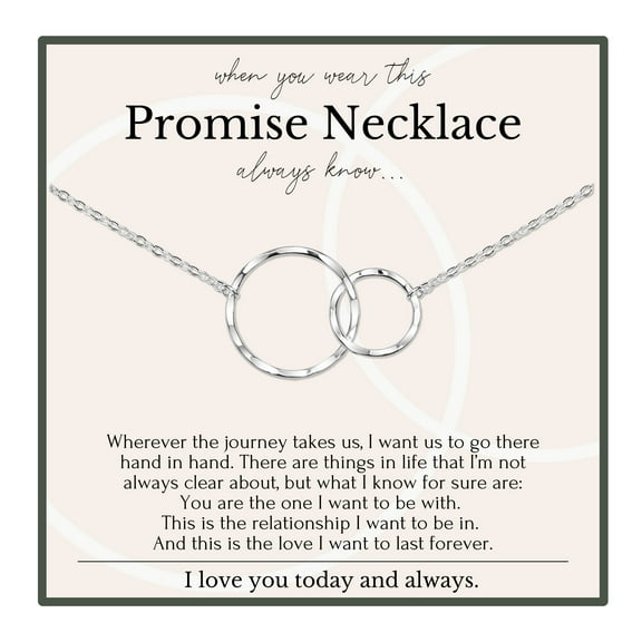 HOPE LOVE SHINE Promise Necklace for Girlfriend – 2 Ring Sterling Silver Romantic Forever Love Jewelry Gift