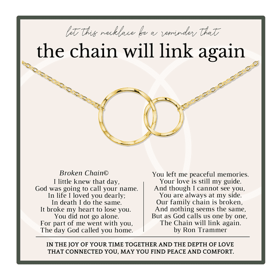 HOPE LOVE SHINE Sympathy Gift Necklace – Gold Memorial Jewelry for Loss of Loved One, The Chain Will Link Again Keepsake