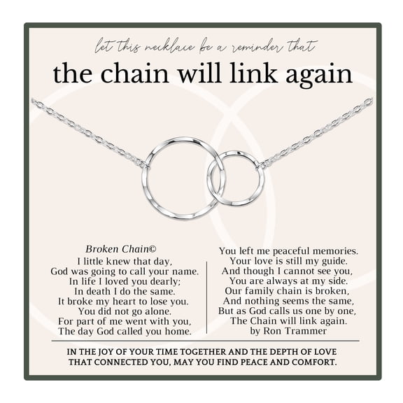 HOPE LOVE SHINE Sympathy Gift Necklace – Silver Memorial Jewelry for Loss of Loved One, The Chain Will Link Again Keepsake