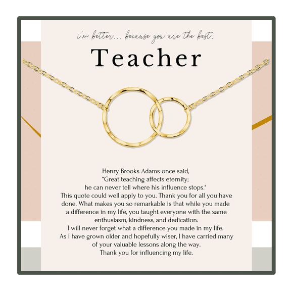 HOPE LOVE SHINE Gold Teacher Appreciation Necklace – Gift from Student, Thank You GIft for Teacher Educator