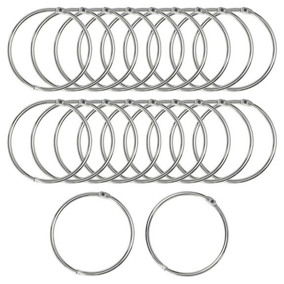 2" Rings for Shower Curtain Rods Snap Joint, Plating Finish, Pack of 20, Silver Tone