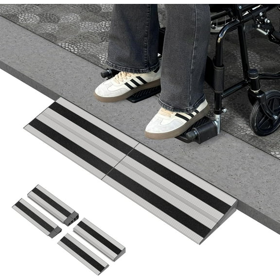 2" Rise Modular Threshold Ramp for Doorways, Stable Wheelchair Ramp for Home Steps, Aluminum Door Ramp and Curb Ramp for Scooters, Power Chairs, Cars, 1100LBS Load Capacity