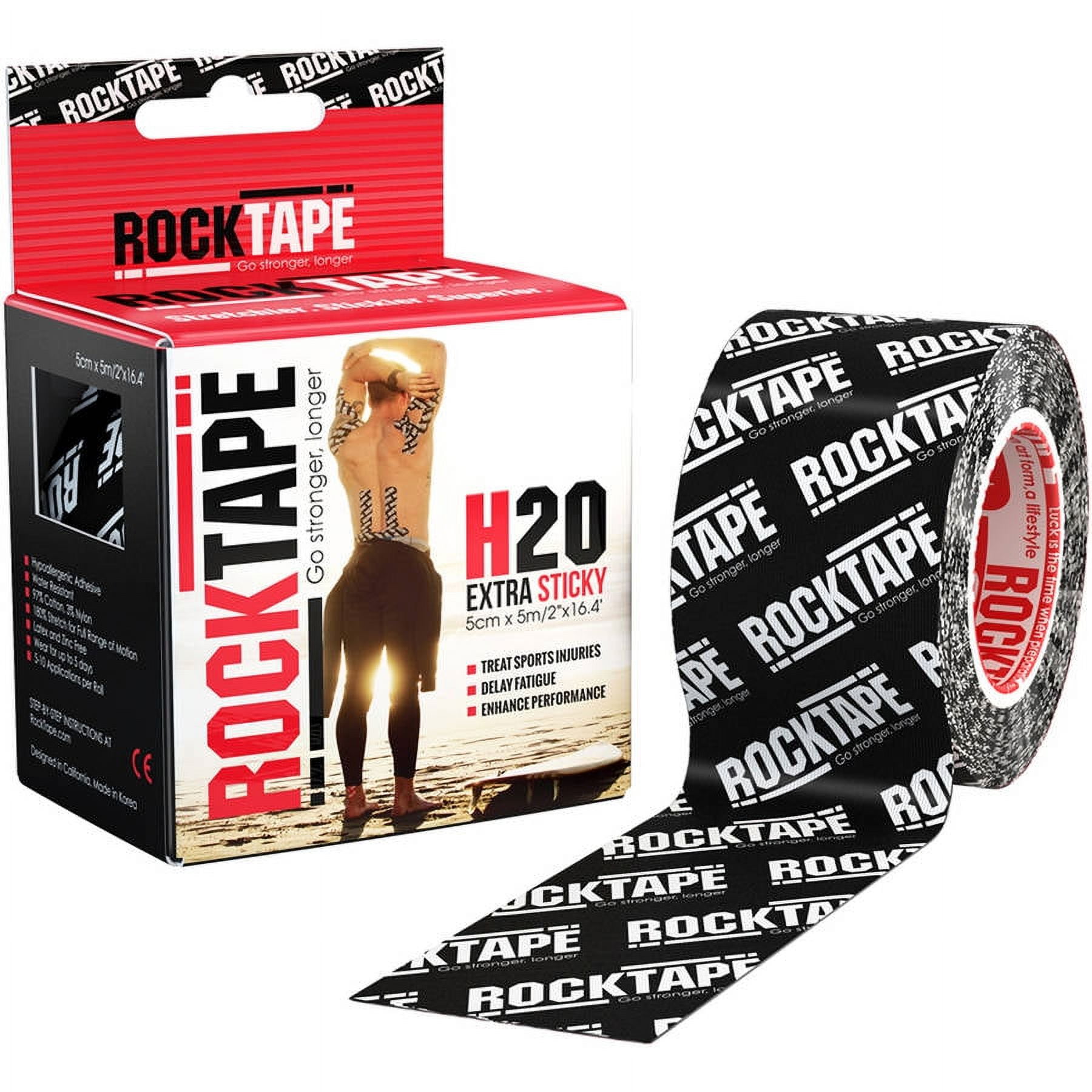 "RockTape 2"" H2O Black Logo High Performance Grip, Waterproof