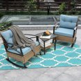 thumbnail image 1 of 2 Rocking Chairs and 1 Table Set, Blue Rattan and Steel / Comfortable for Chatting Outdoors, 1 of 6