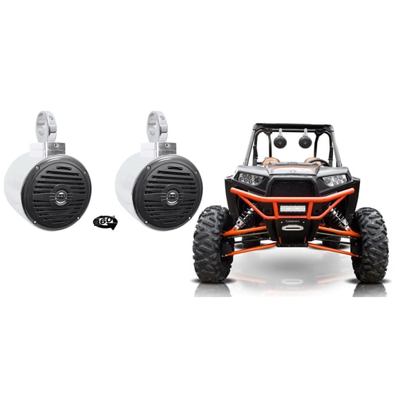 (2) Rockville 5.25" 360 Degree Swivel Chrome Tower Speakers For RZR/ATV/UTV