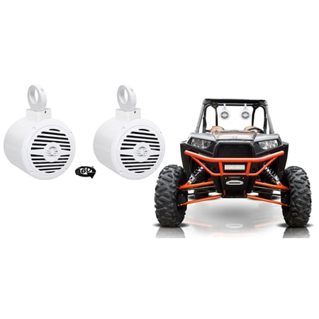 (2) Rockville 5.25" 360° Swivel White Aluminum Tower Speakers For RZR/ATV/UTV