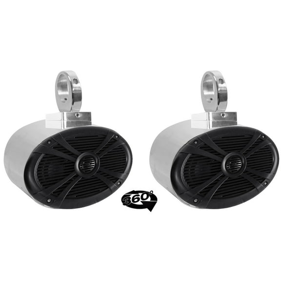 (2) Rockville 6x9" 1000w 360° Degree Swivel Chrome Wakeboard Tower Speakers