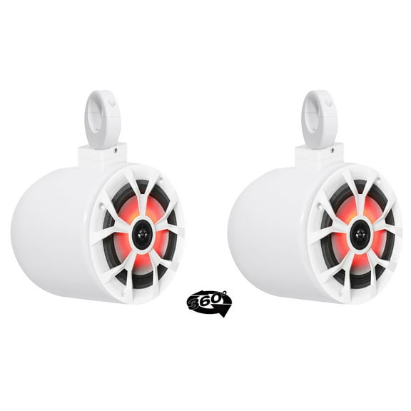 (2) Rockville 700w 6.5" LED 360 Swivel White Aluminum Wakeboard Tower Speakers