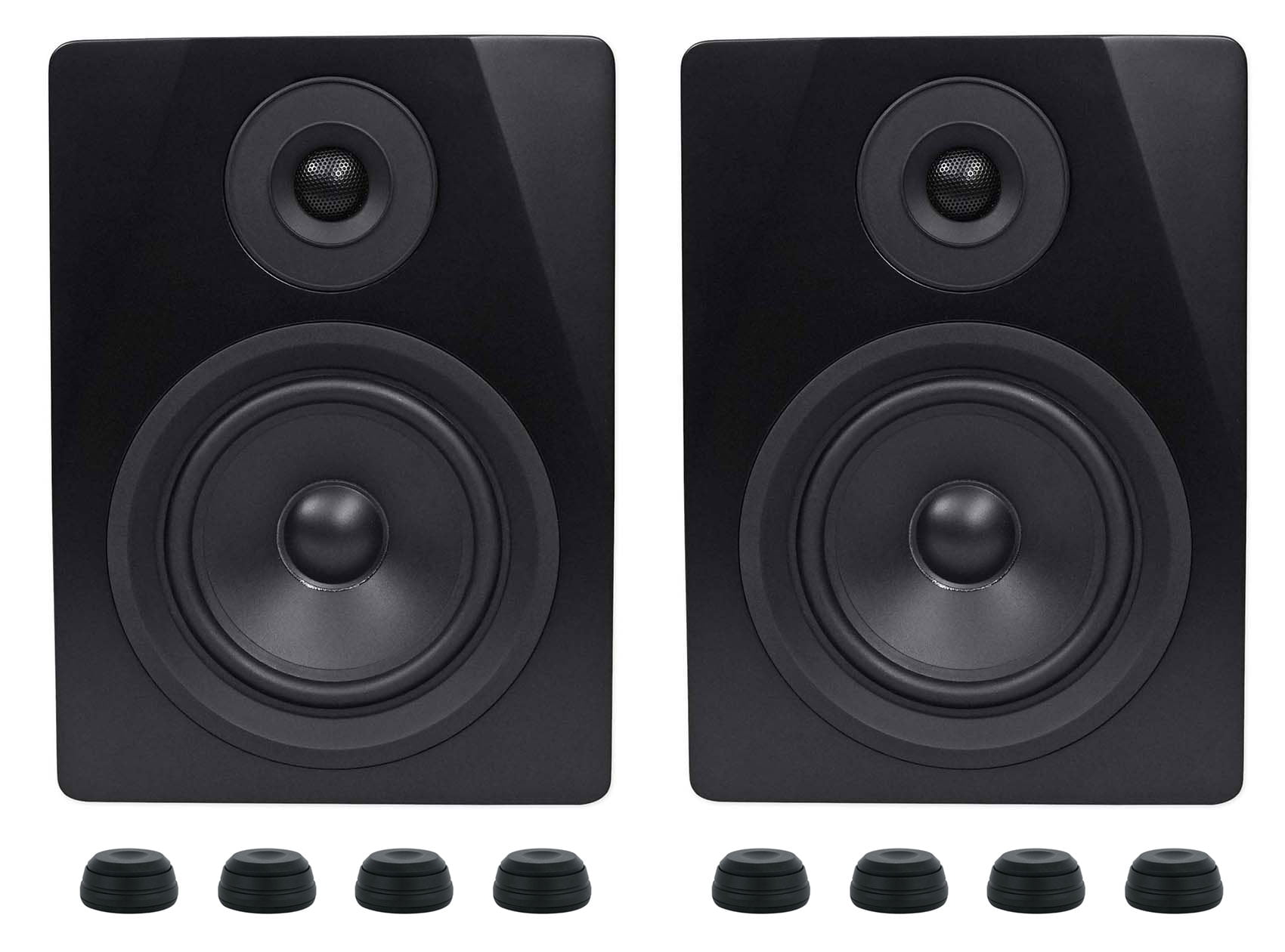 (2) Rockville APM5B 5.25" 250w Powered USB Studio Monitors + Isolation Feet Pads