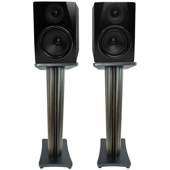 2 Rockville APM6B 6.5" USB Studio Monitor Speakers+28" Dark Wood Premium Stands