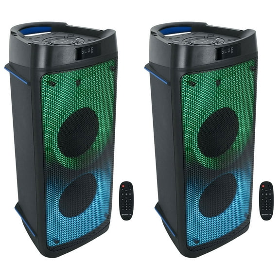 (2) Rockville BASS PARTY 65 Rechargeable LED Bluetooth Speakers w/Wireless Link