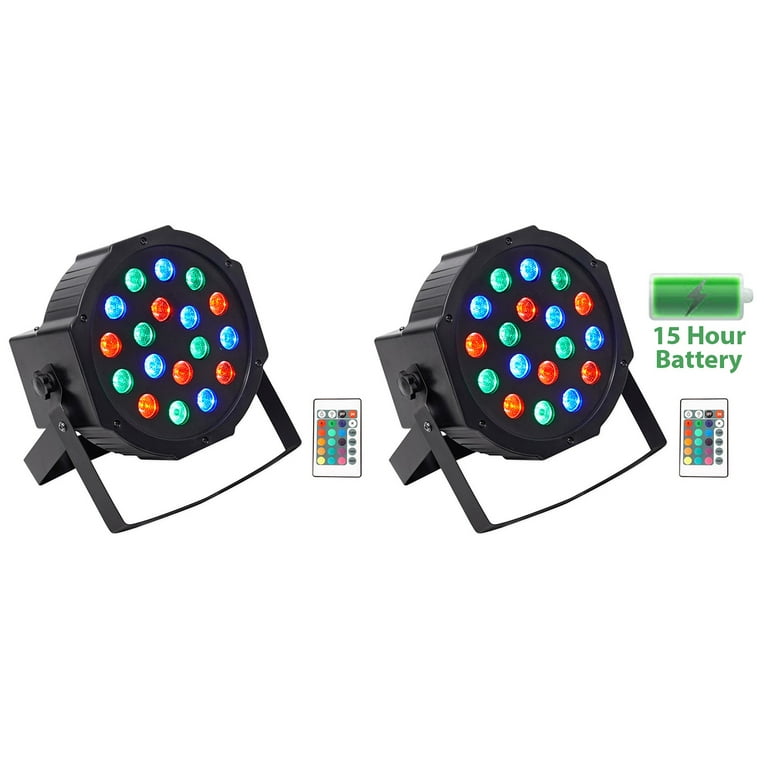 2 Rockville BATTERY PAR 50 Rechargeable LED DMX DJ Club Wash Up