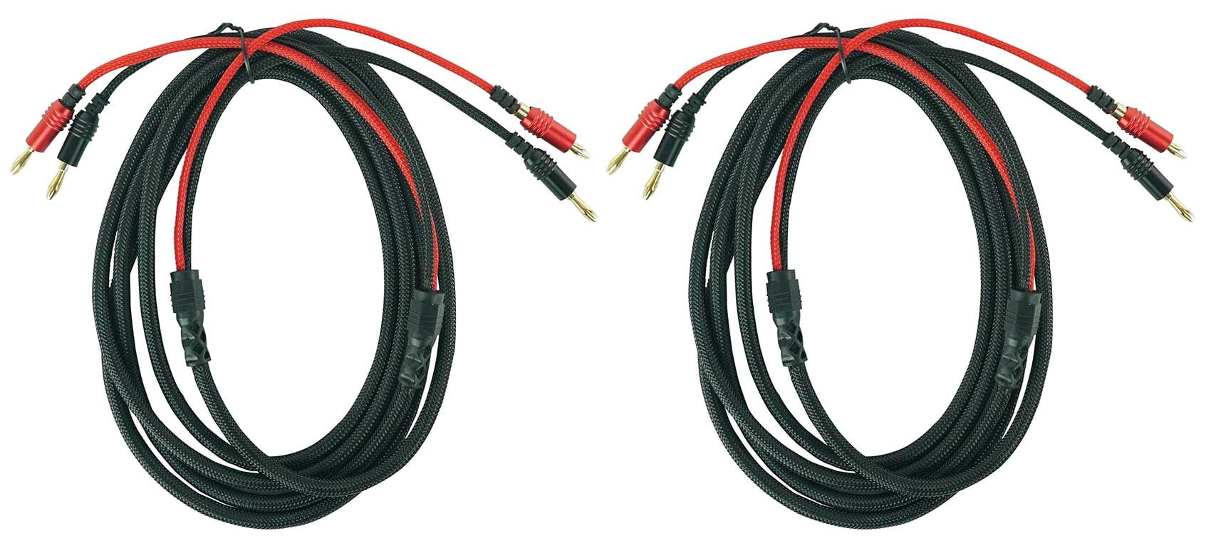 2) Rockville BN10 10 Foot 14 AWG 100% OFC Copper Banana to Banana Braided Cables
