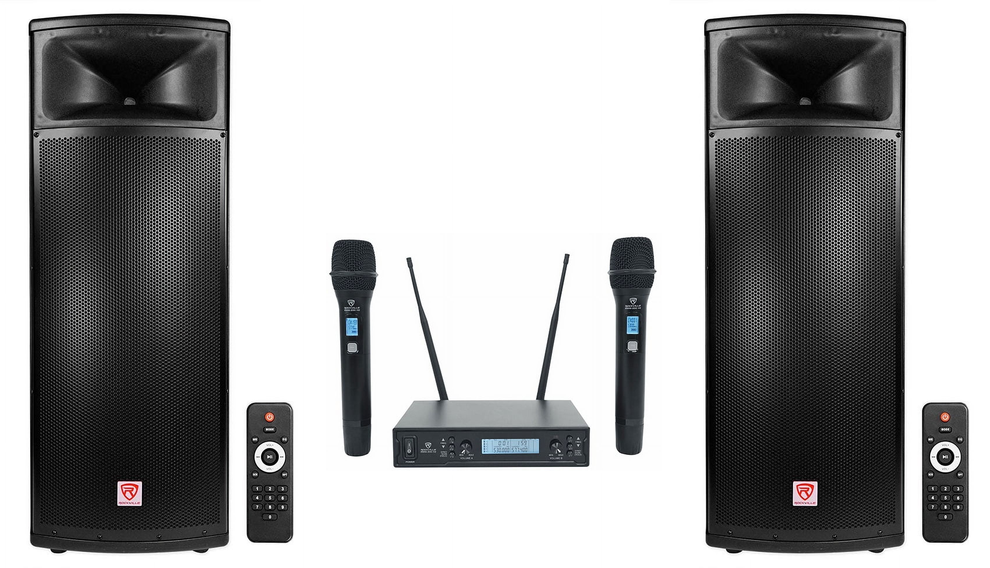2 Rockville BPA225 Dual 15 Powered 1500w Bluetooth DJ PA Speakers 2 Rockville BPA225 Dual 15 Powered 1500w Bluetooth DJ PA Speakers