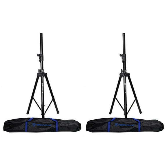 2 Rockville DJ PA Tripod Speaker Stands+Bags, Hydraulic Air Auto Lift RVSS4AB