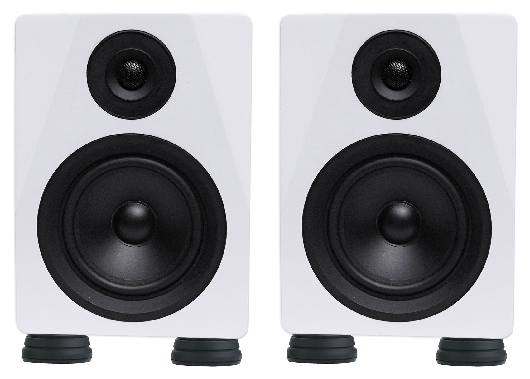 (2) Rockville DPM5W 5.25" Powered Studio Monitor Speakers+Isolation Feet Pads