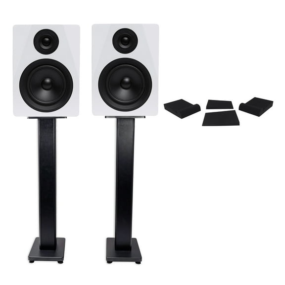 (2) Rockville DPM5W Dual Powered 5.25" 300w Active Studio Monitors+Stands+Pads