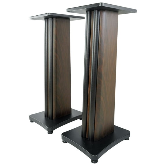(2) Rockville Dark Wood Grain 28" Speaker Stands Fits Bowers & Wilkins FP31062