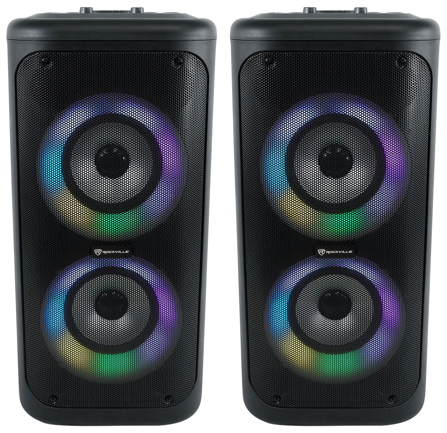 (2) Portable Rockville Go Party 6 Dual 6.5" Wireless Bluetooth Party