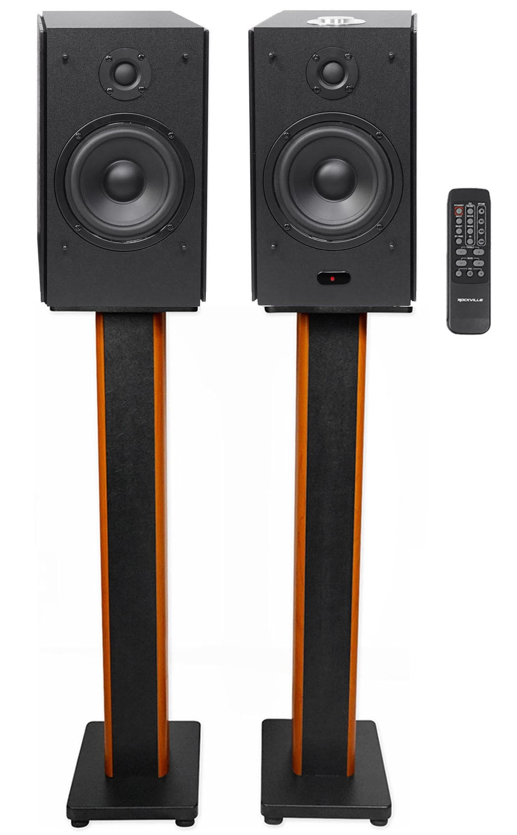 2) Rockville HD5 5" Bluetooth Bookshelf Home Theater Speakers+36" Stands - Black