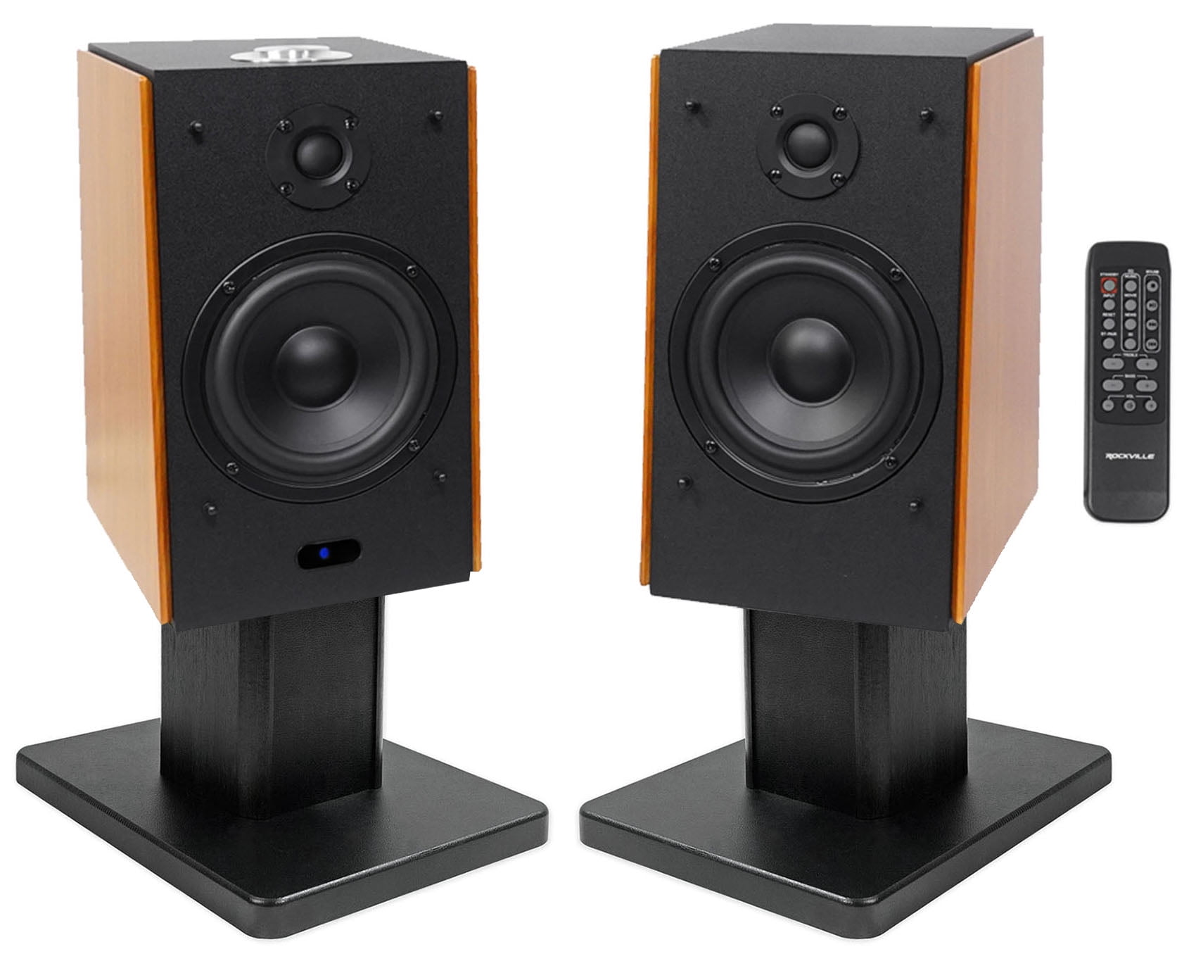 (2) Rockville HD5 5" Powered Bluetooth Bookshelf Home Theater Speakers+Stands