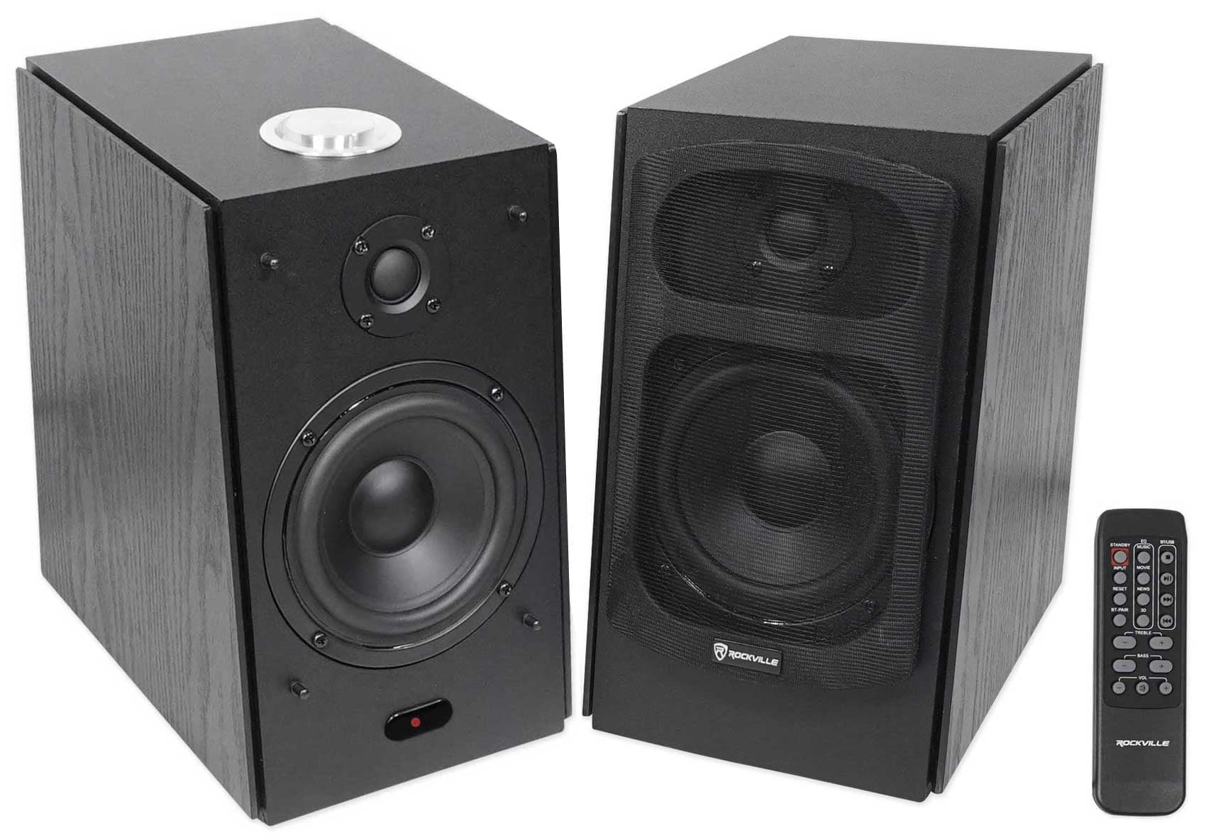 Rockville HD5B 150W RMS Powered Bluetooth Bookshelf Home Theater Speakers Black