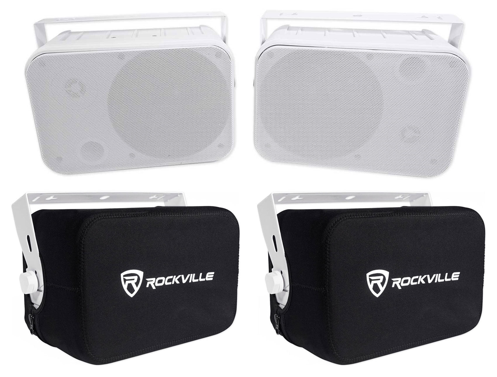 (2) Rockville HP65S-8 6.5" Outdoor Patio Backyard Speakers w/Waterproof Covers