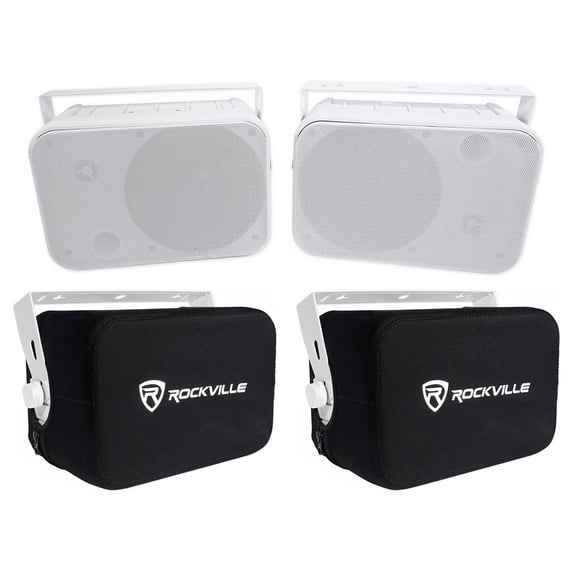 (2) Rockville HP65S-8 6.5" Outdoor Patio Backyard Speakers w/Waterproof Covers