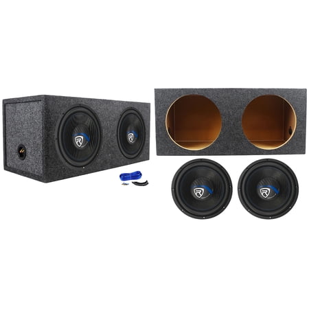 (2) Rockville K5 W12K5S4 12" 1400 Watt Car Subwoofers+Sealed Sub Box Enclosure
