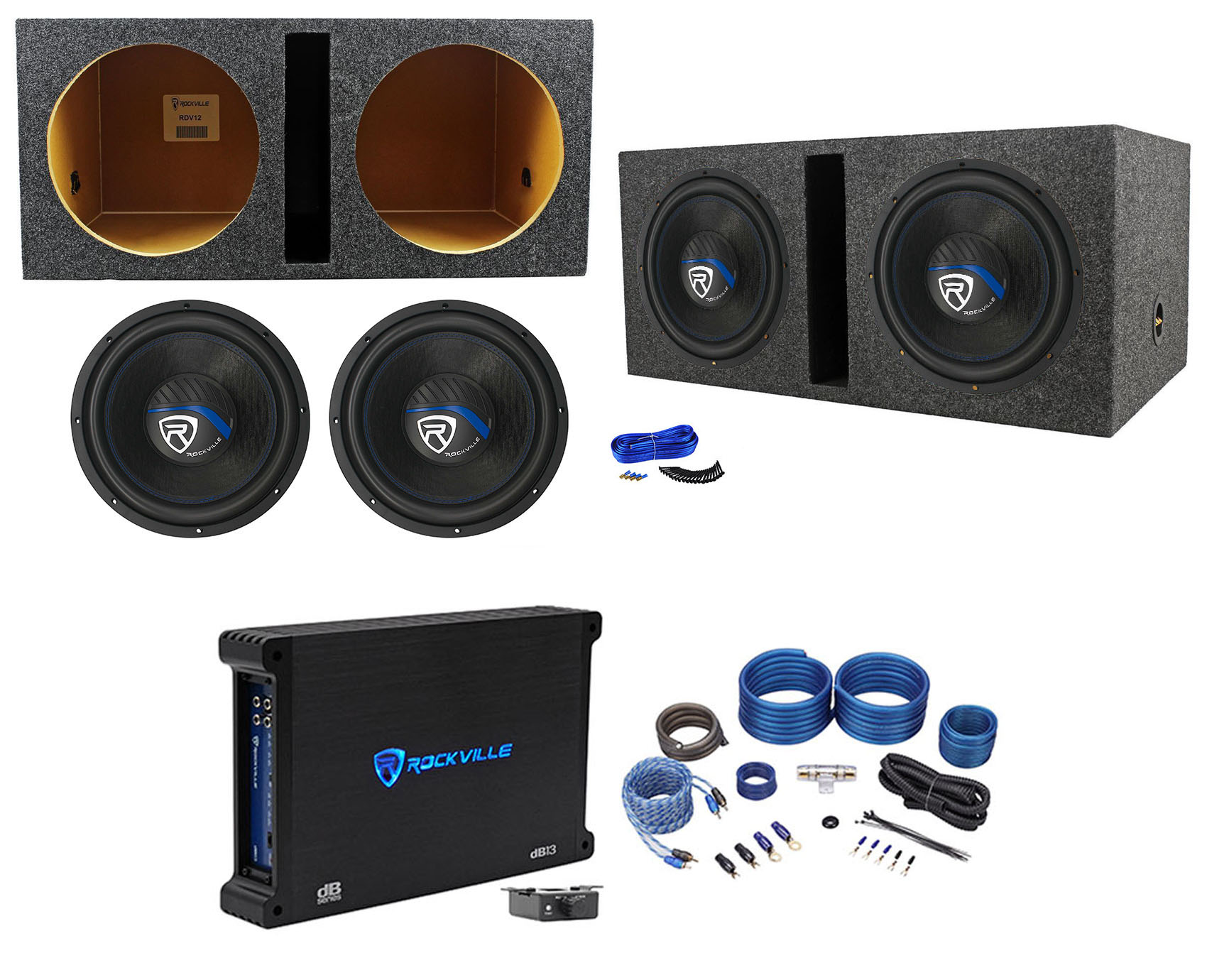 Pair Of Rockville W12K5S4 12” 1400 Watt Car Audio Subwoofers – CEA Rated 4 Ohm