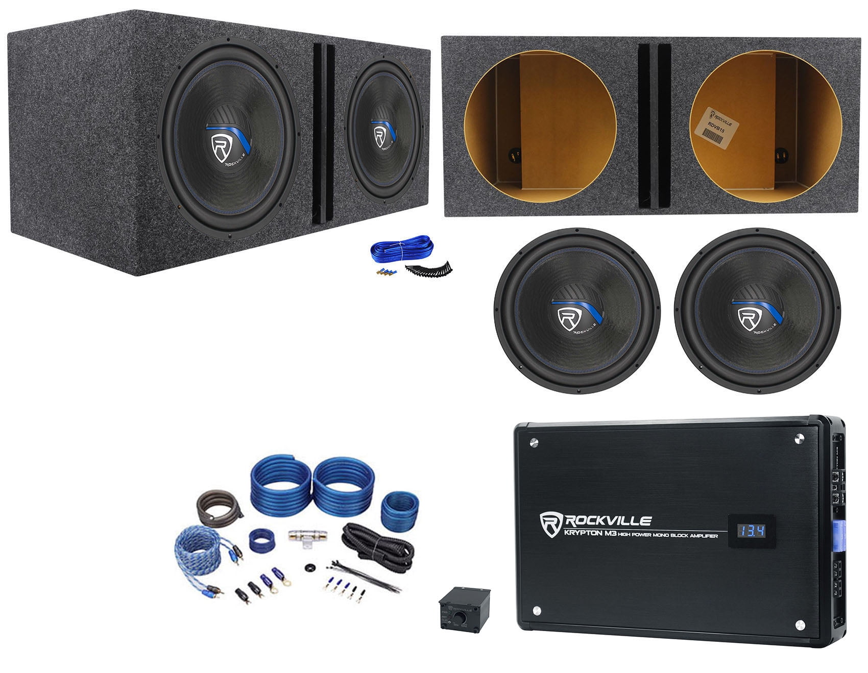 Rockville Dual Subwoofer And Amp Rockville DV8K52 Dual 8