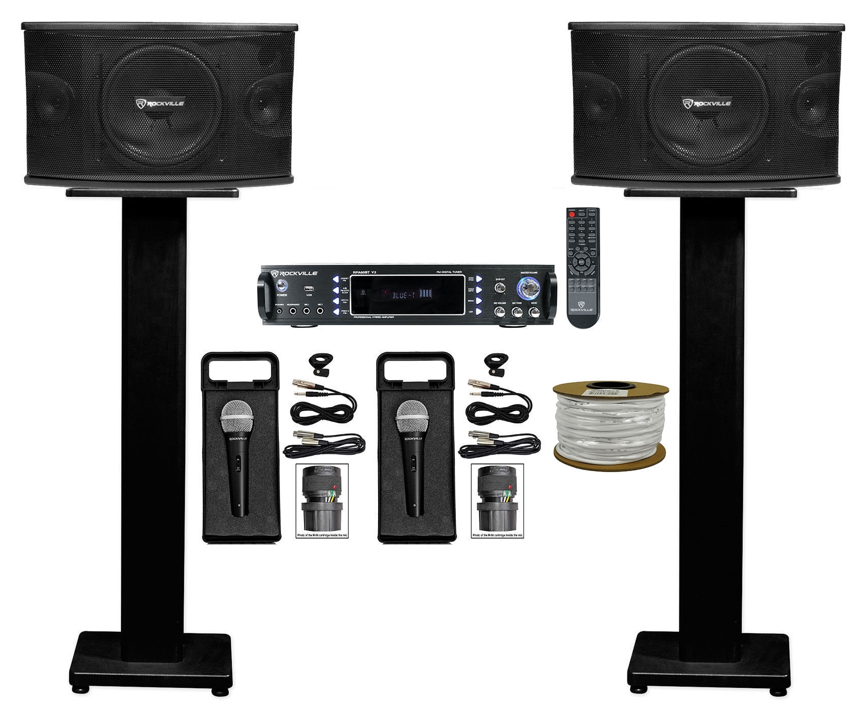 (2) Rockville KPS10 10" 1200w Karaoke/Pro Speakers+Bluetooth Amp