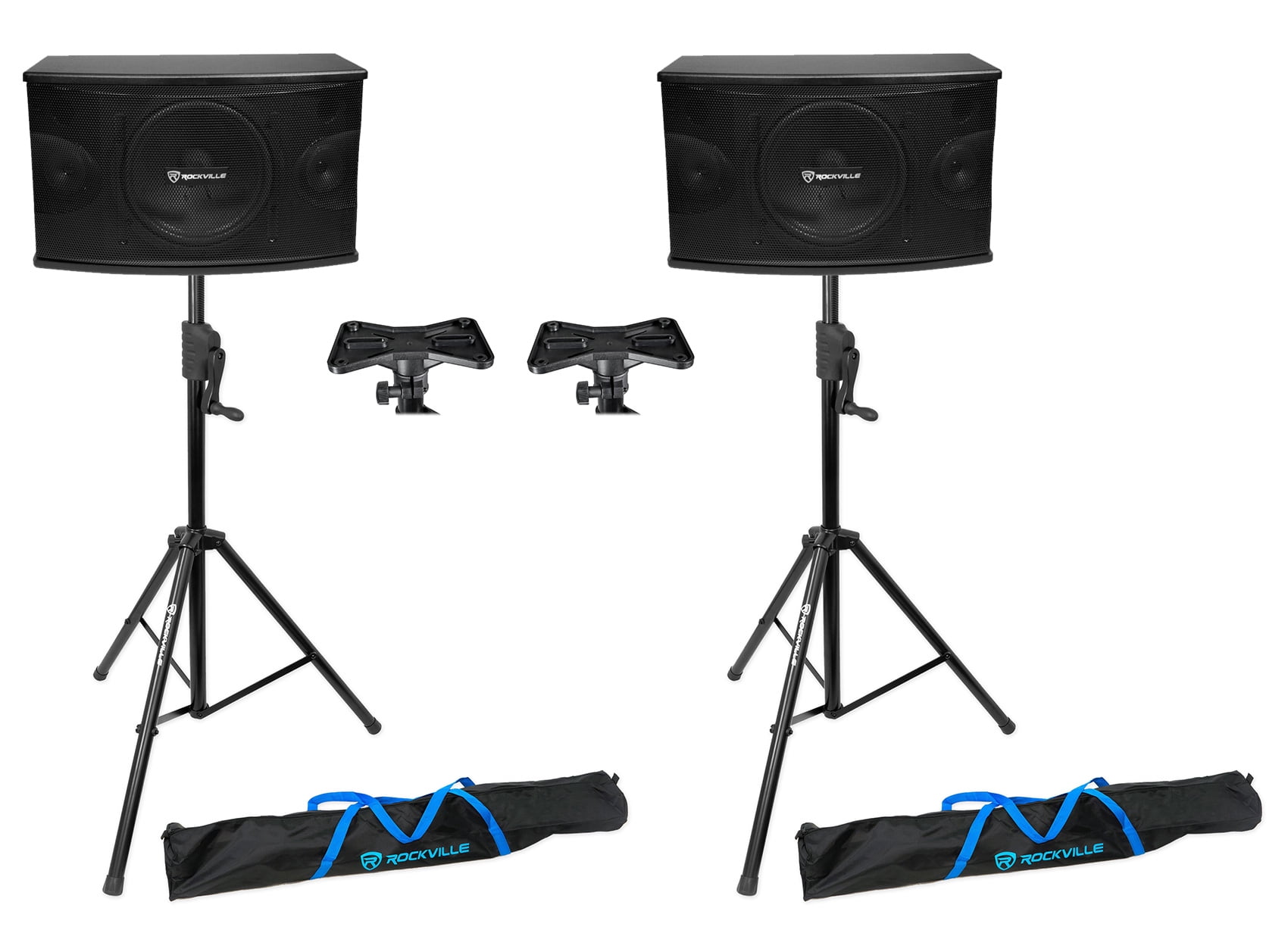 (2) Rockville KPS10 10" 3Way 1200 Watt Karaoke Speakers+CrankUp