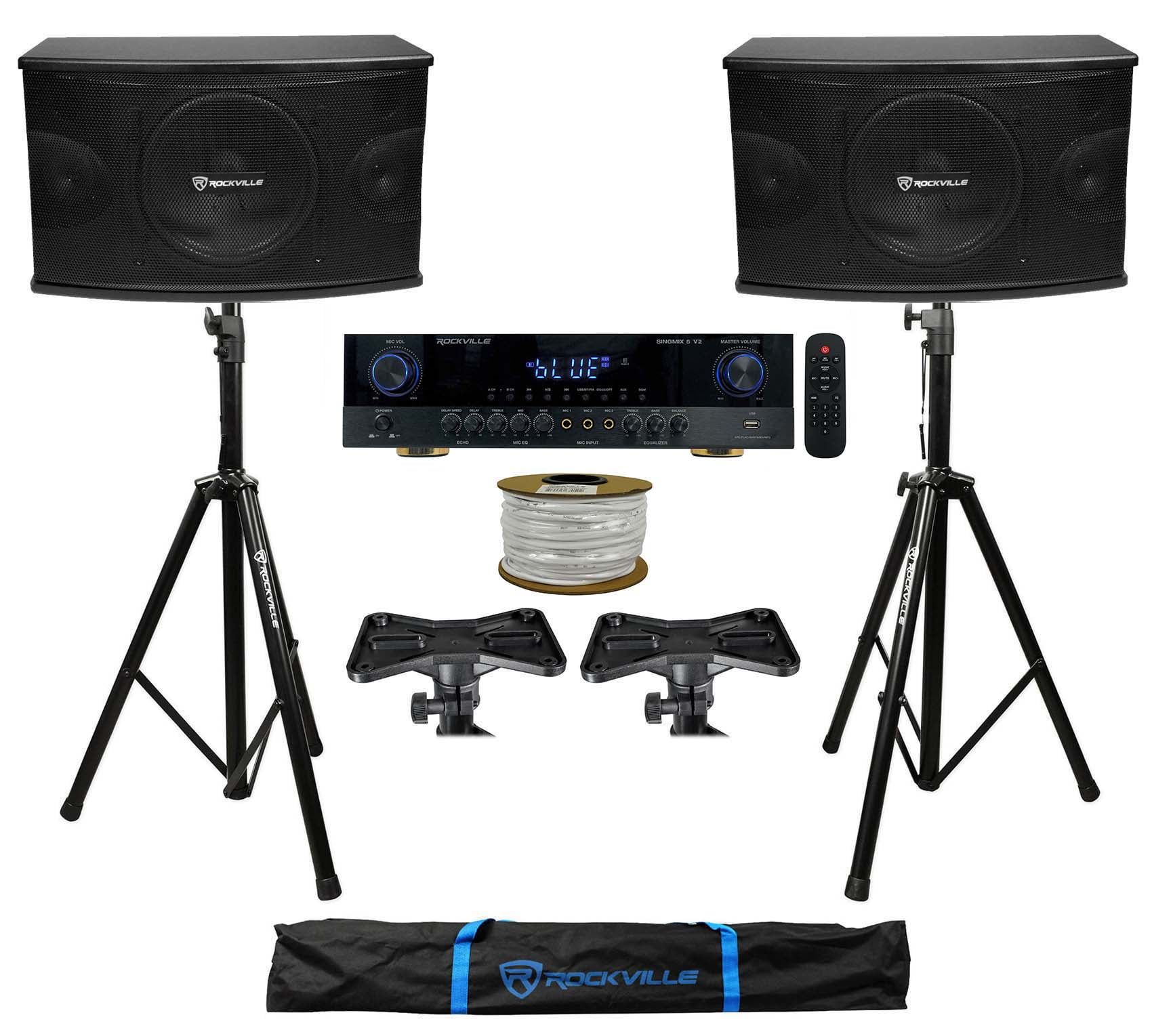 2 Rockville KPS10 10" Karaoke Vocal Speakers+Singmix 5 Bluetooth