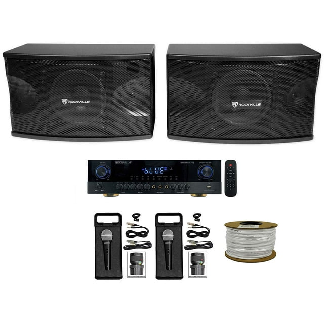 (2) Rockville KPS80 8" Karaoke Vocal Speakers+Bluetooth Amplifier