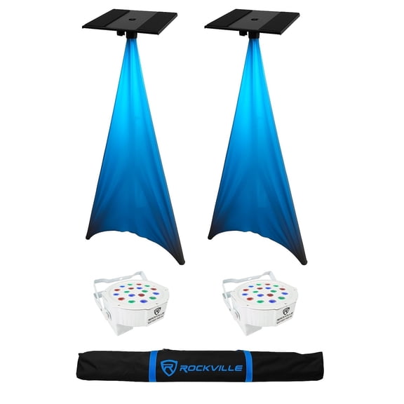 2 Rockville Lighting Stands For Moving Head/Gobo/Beam/Spot Lights+Scrim+Up-Light