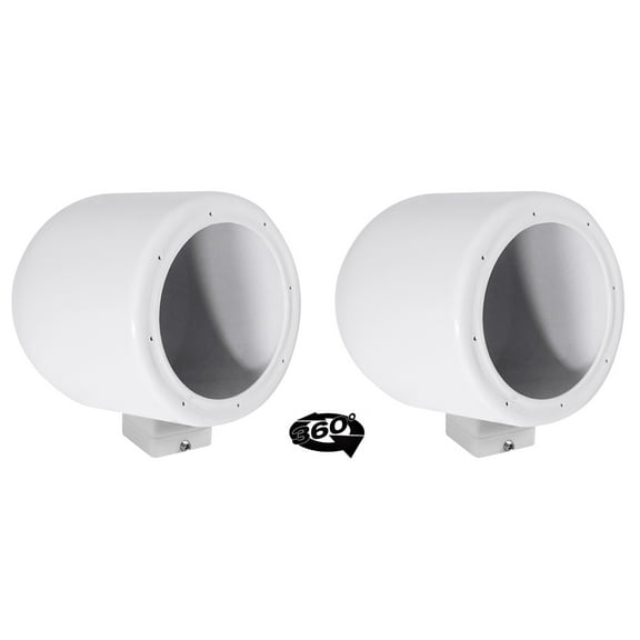 2) Rockville MAC65W 6.5" 360 Swivel White Aluminum Surface Mount Speaker Pods