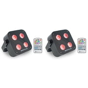 Rockville 2-Pack MINI RF4 V2 Black DJ Wash Lights, RF Remote, APP, Wireless DMX