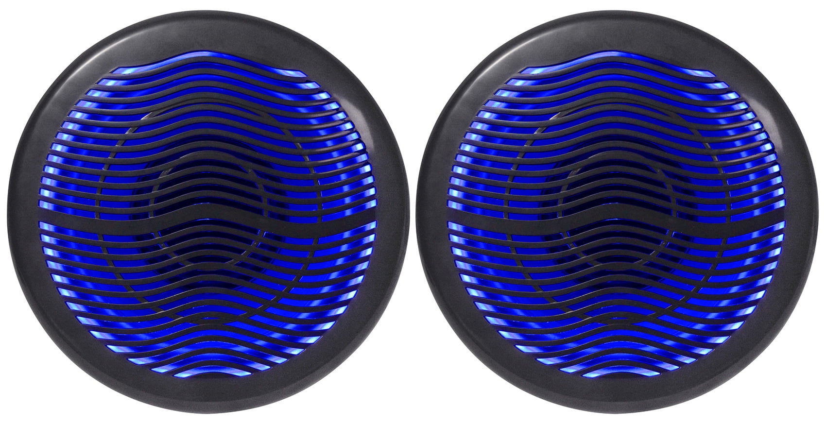 (2) Rockville MS10LB 10" 2400 Watt Black Marine Boat 10" Free Air Subwoofers w/LEDs