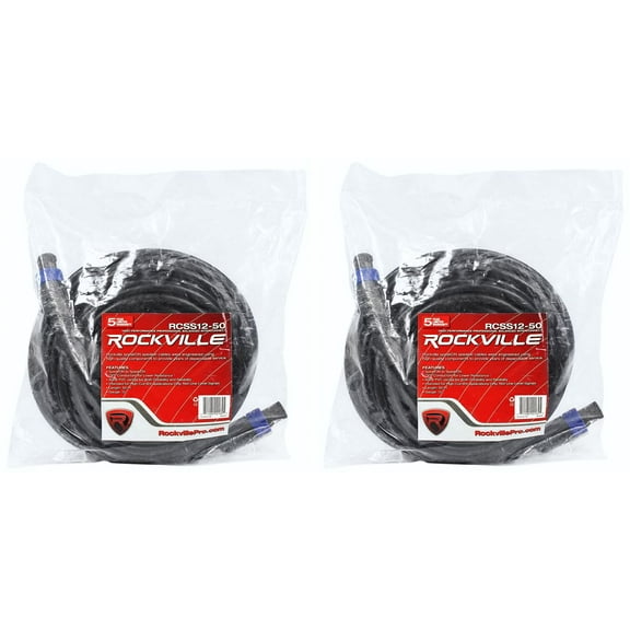 2 Rockville RCSS1250 50' 12 AWG 100% Copper Speakon to Speakon Pro Speaker Cable