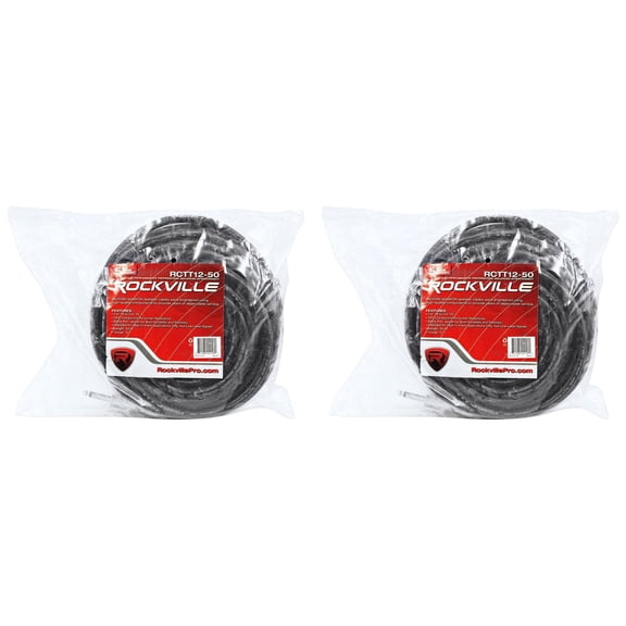 2 Rockville RCTT1250 50' 12 AWG 1/4" TS to 1/4" TS Pro Speaker Cable 100% Copper