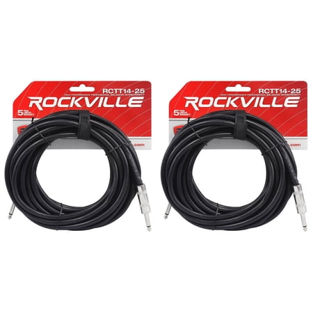 2 Rockville RCTT1425 25' 14 AWG 1/4" TS to 1/4" TS Pro Speaker Cable 100% Copper