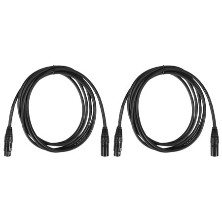 (2) Rockville RCXFM10E-B 10 Foot Female to Male XLR Mic Cables Black 100% Copper