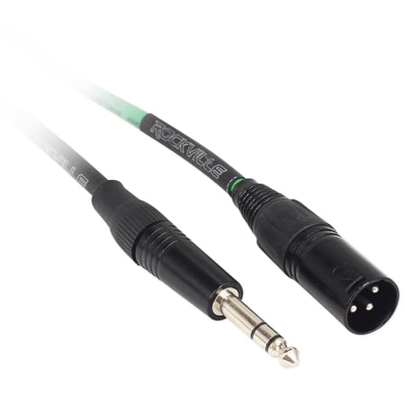 2 Rockville RCXMB3-G Green 3' Male REAN XLR to 1/4'' TRS Balanced Cables