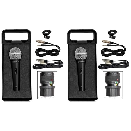 2 Rockville RMC-XLR Dynamic Cardioid Professional Metal Microphones W/XLR Cable