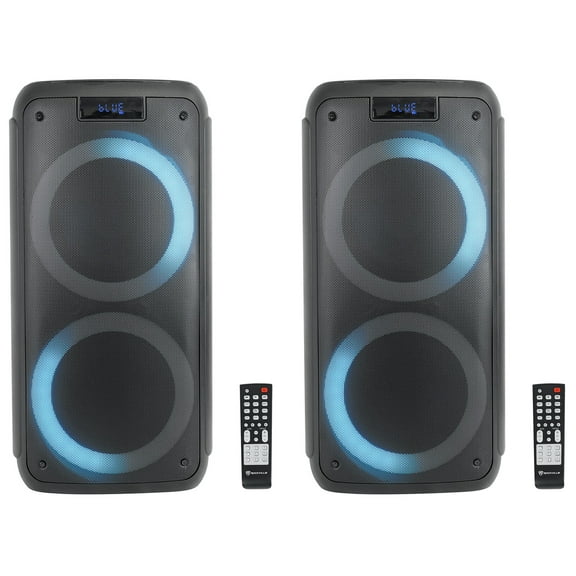 (2) Rockville ROCK PARTY 8 Dual 8" Wireless Linking Battery Powered Speakers