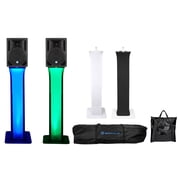 2 Rockville RPG10BT 10" Powered 600 Watt DJ Speakers w/Bluetooth+Totem Stands